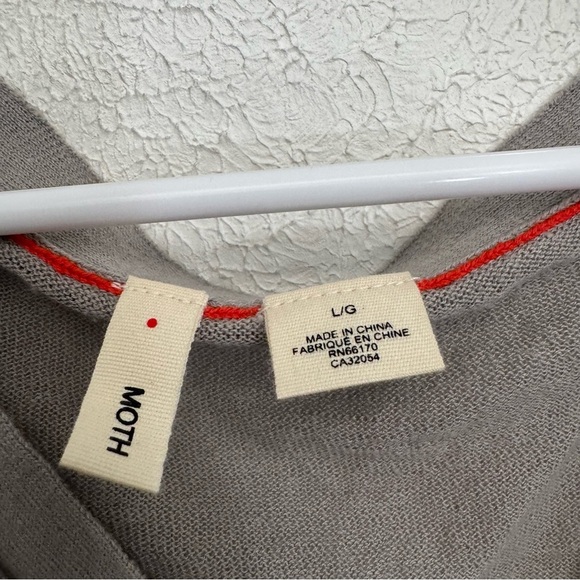 Anthropologie Moth Linen Blend Gray Button Front Cardigan Size Large - Picture 2 of 8